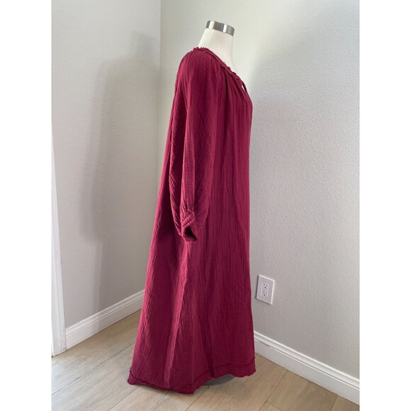 NEW Ocean + Main Womens Plus 2X Maxi Dress Gauzy Pockets Kaftan Lagenlook - Picture 4 of 13